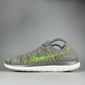 Nike Free 4.0 Flyknit Men’s 8.5 Cool Grey Green Running Shoes Athletic Sneakers